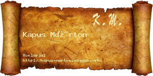 Kapus Márton névjegykártya